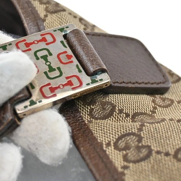 GUCCI Logo Sherry GG Pattern 2set Hand Bag Canvas Leather Brown Italy 32AA107 - Picture 5 of 8